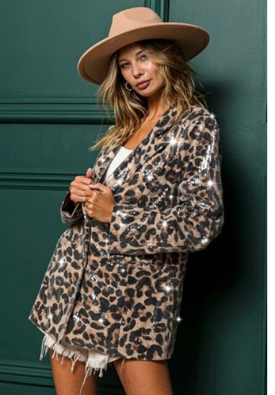 Sequin Leopard Blazer