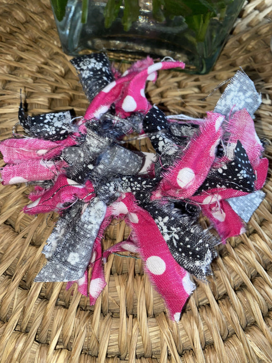 Pink Polka Dot and Black hair tie