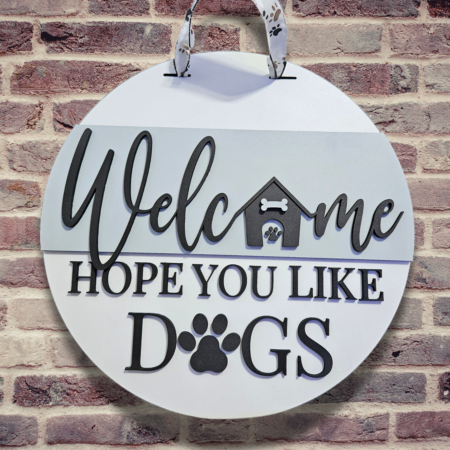 Welcome Hope You Like Dogs – 3D Layered Wooden Door Hanger