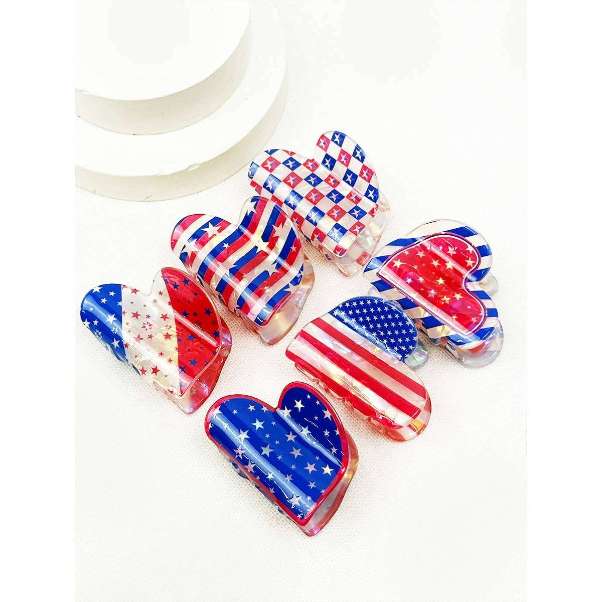Mini Patriotic Rectangle Hair Claw Clips
