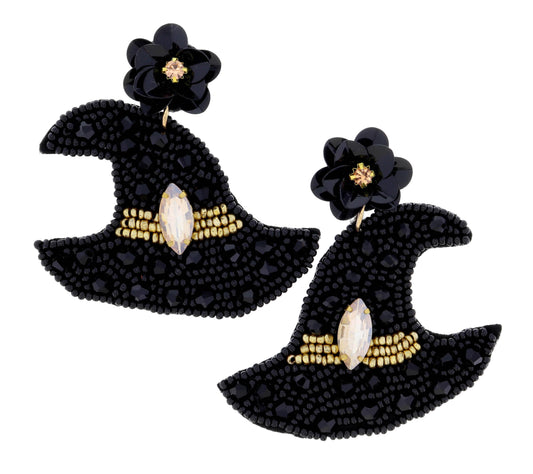 Beaded Witch Hat Earring