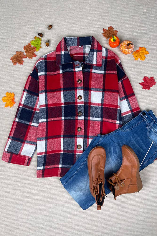 Navy and Red Plaid Shacket