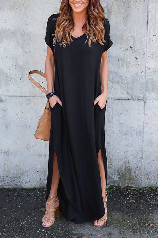 Split Black Maxi Dress