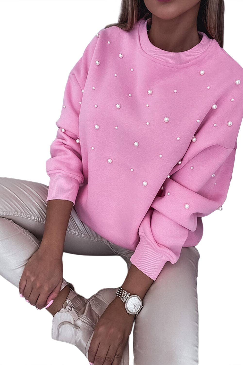 Pearl Beaded Crewneck