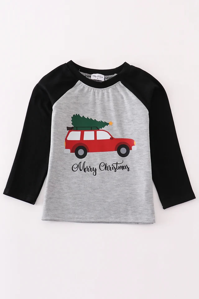 Christmas Car Tree Print Top