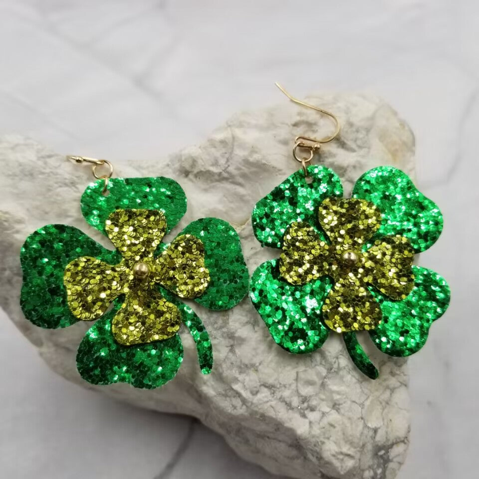 Glitter Shamrock Earrings