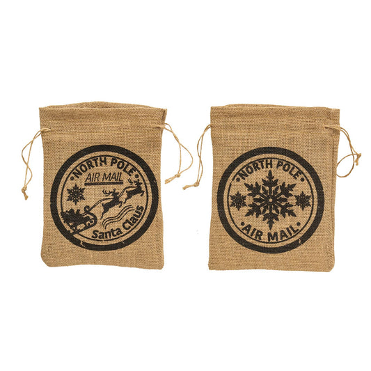 North Pole Air Mail Burlap Bag