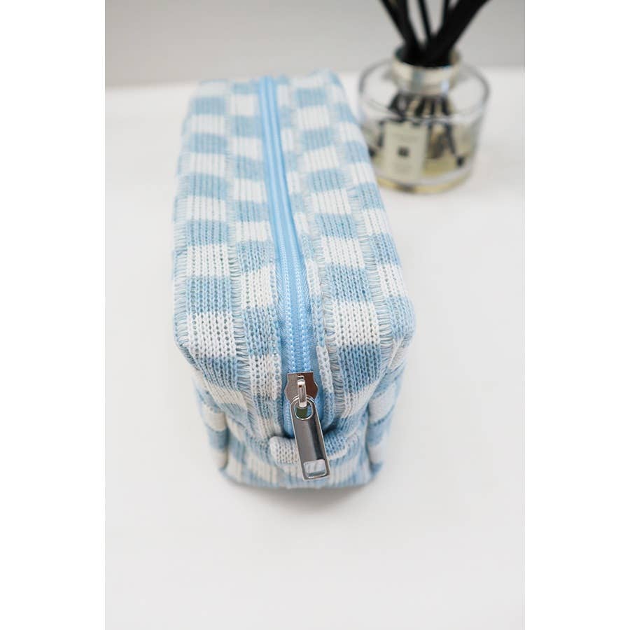 Pink Checkered  Cosmetic Bag