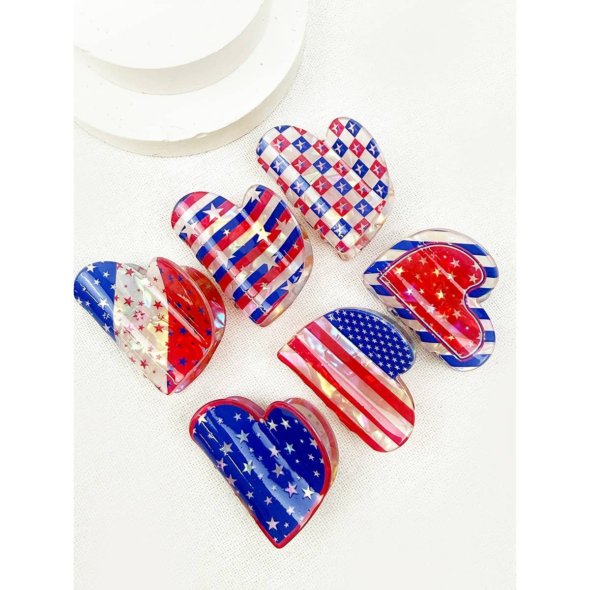 Mini Patriotic Rectangle Hair Claw Clips