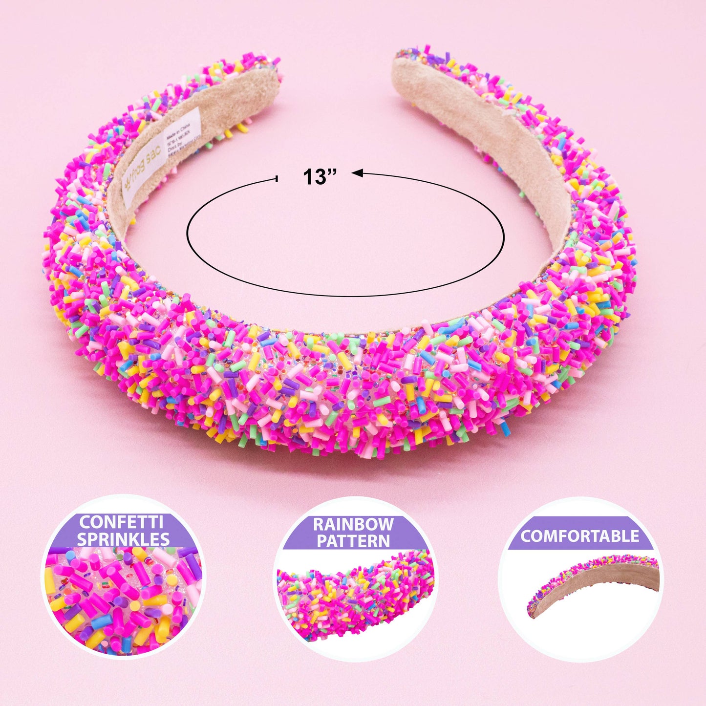 Hot Pink Padded Sprinkles Headband