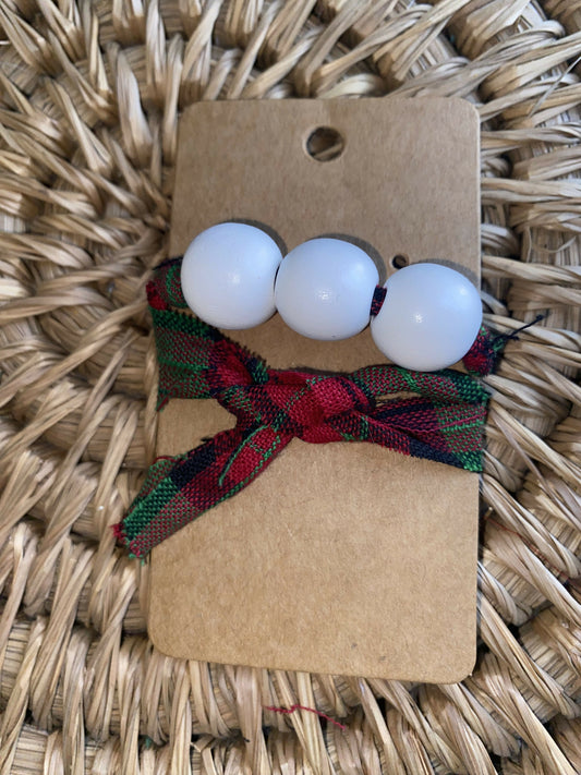 White Bead and Plaid bracelet