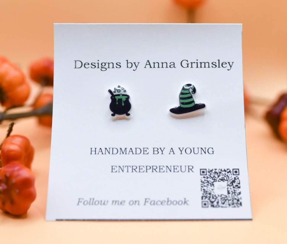 Halloween Witch and Cauldron Earrings