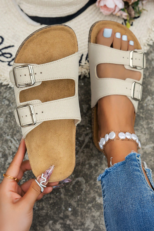 Buckle FauxLeather Sandals