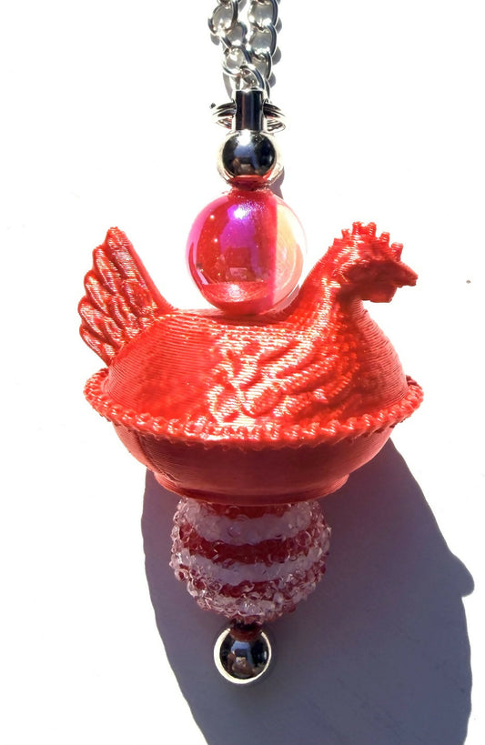 Hen on Nest Tumbler/Bag Charm (Red)