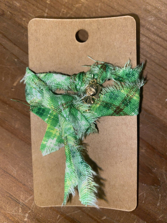Green Plaid wrap with golden girl charm