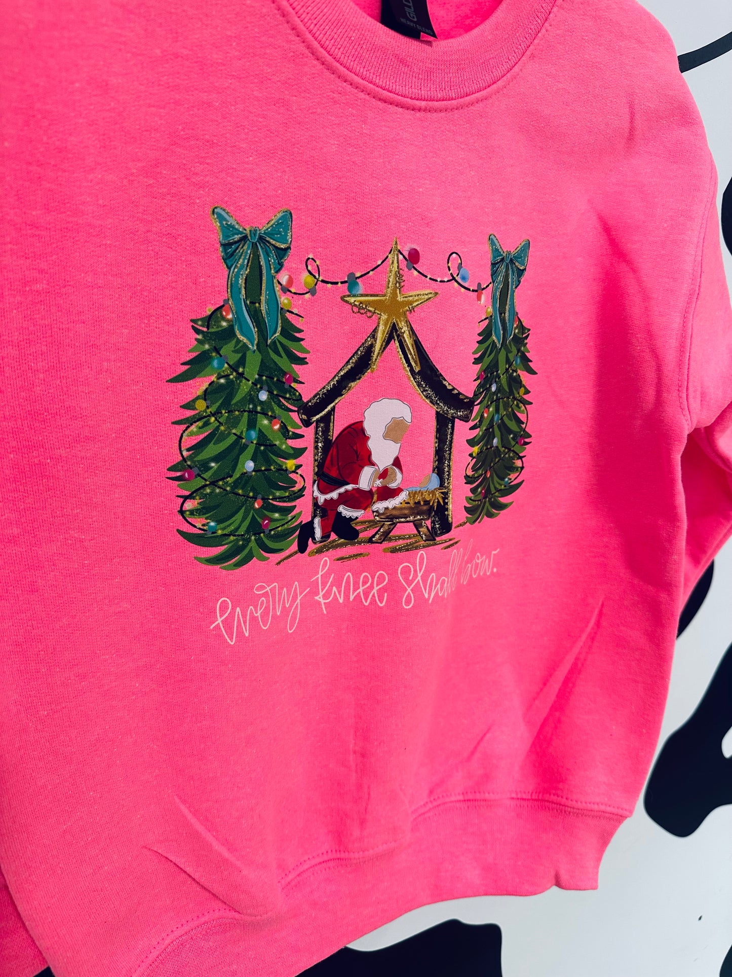 Santa at the manger kids crew neck