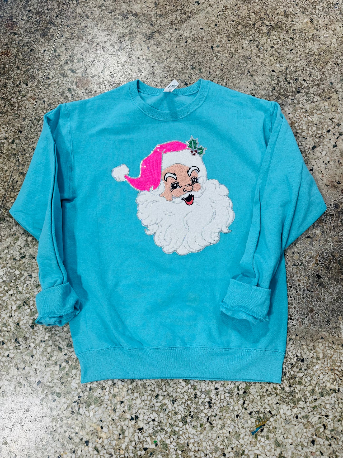 pink Hat Santa Crew Neck