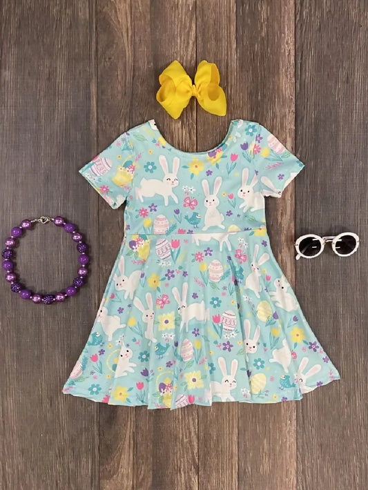 light blue easter bunny twirl dress