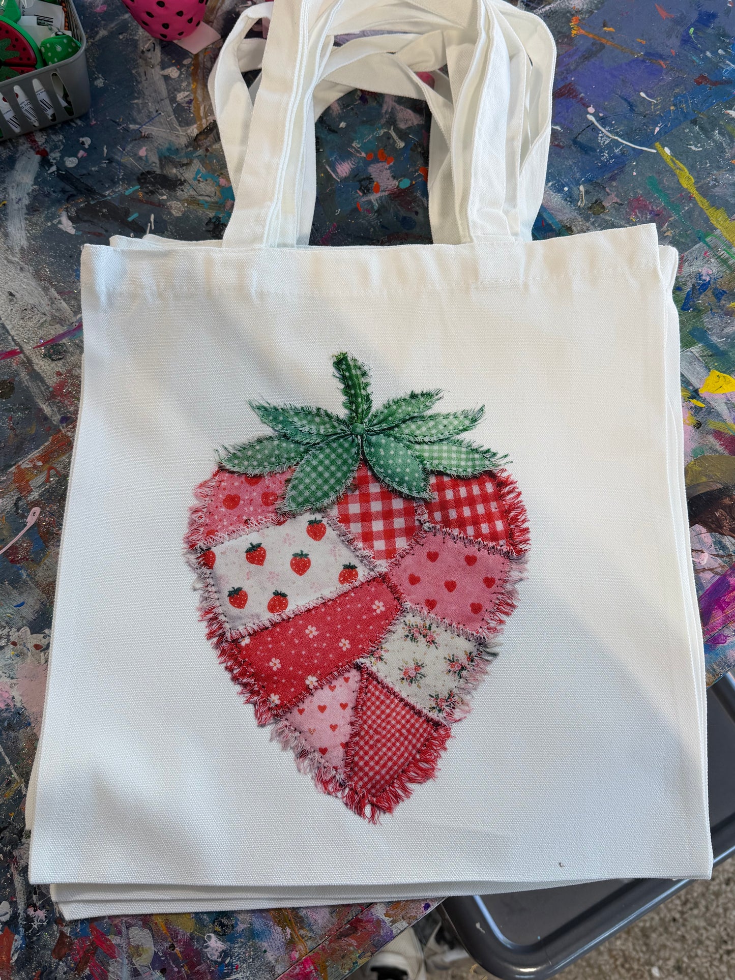 Patchwork strawberry tote