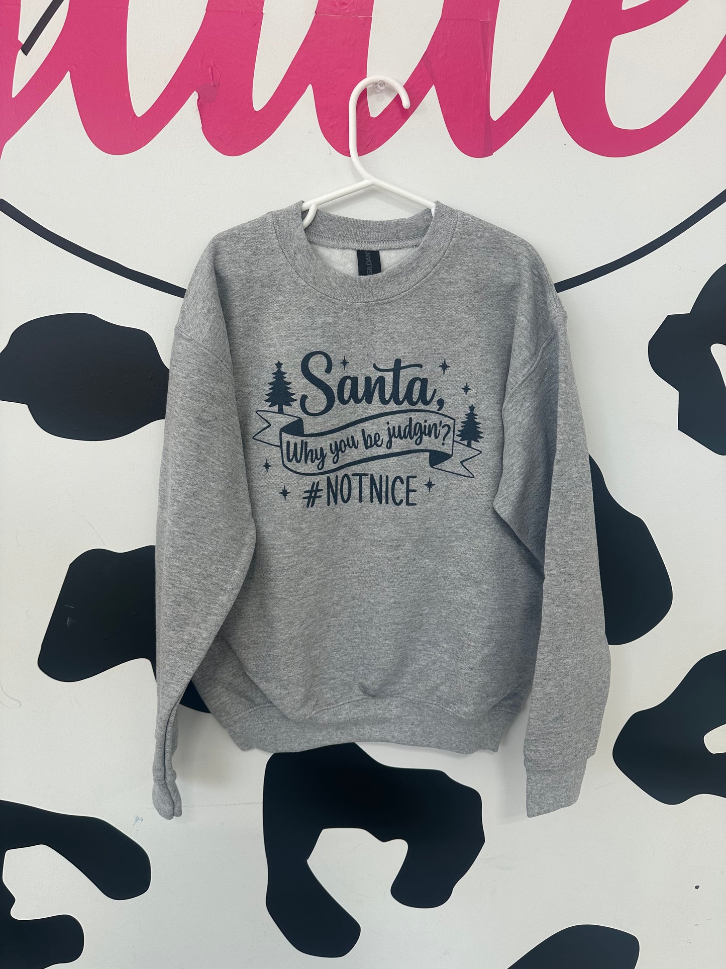 Santa is judging kids crew neck