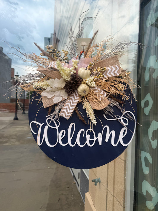 Fall Welcome Round Door sign