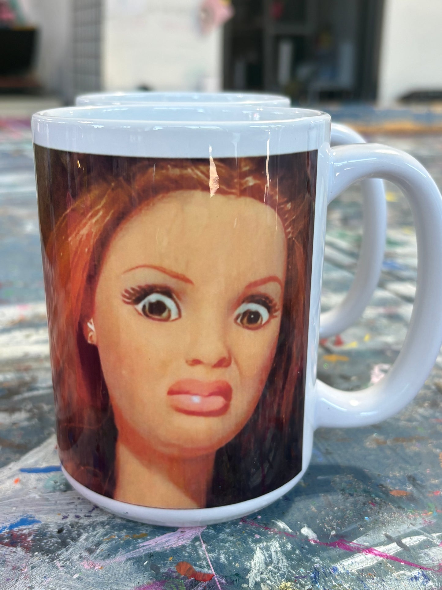 Disgusted doll mug