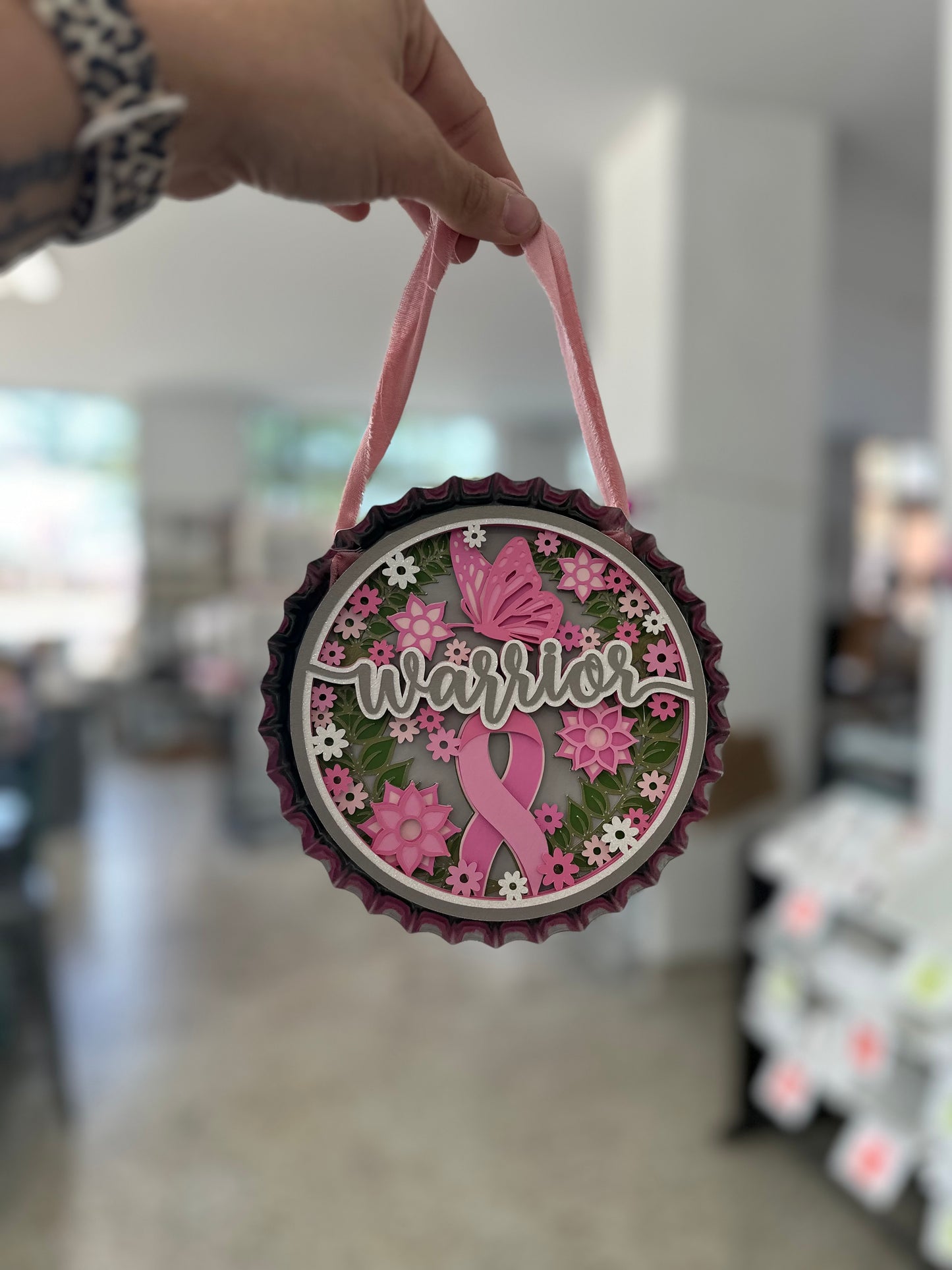 Breast Cancer Bottle Cap Hanger