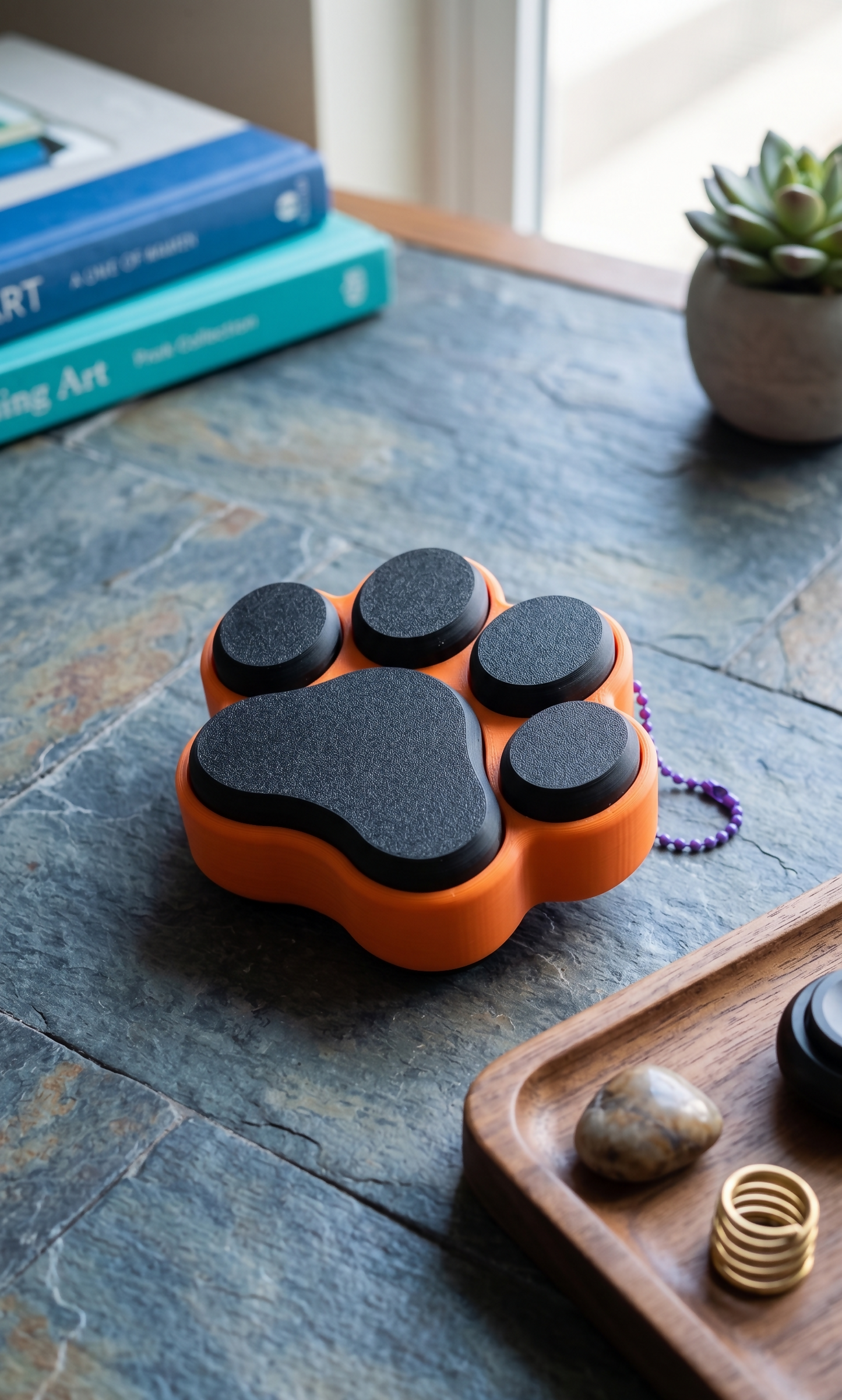 Paw Print Clicker Keychain – 5-in-1 Mechanical Switch Fidget