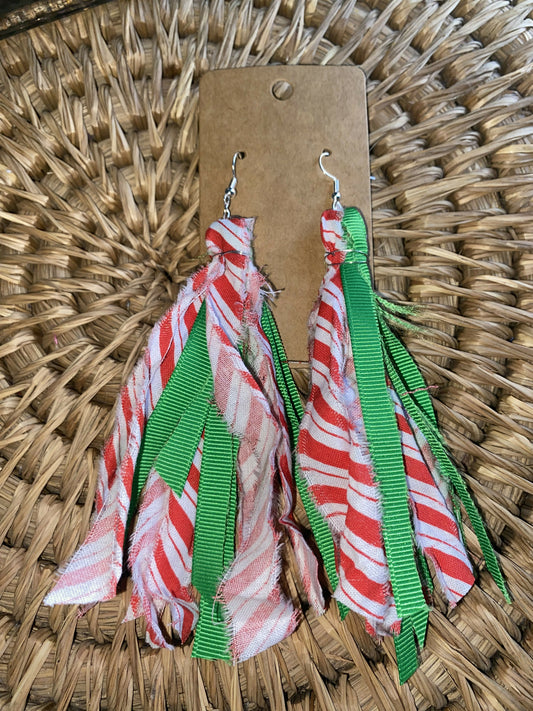 Candy Cane and Green earrings