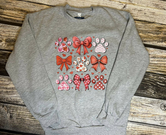 Valentine Dog Bows Crewneck
