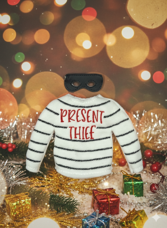 Present Thief Elf Sweater & Mask – Handmade Fleece Outfit for Scout-Style Elves