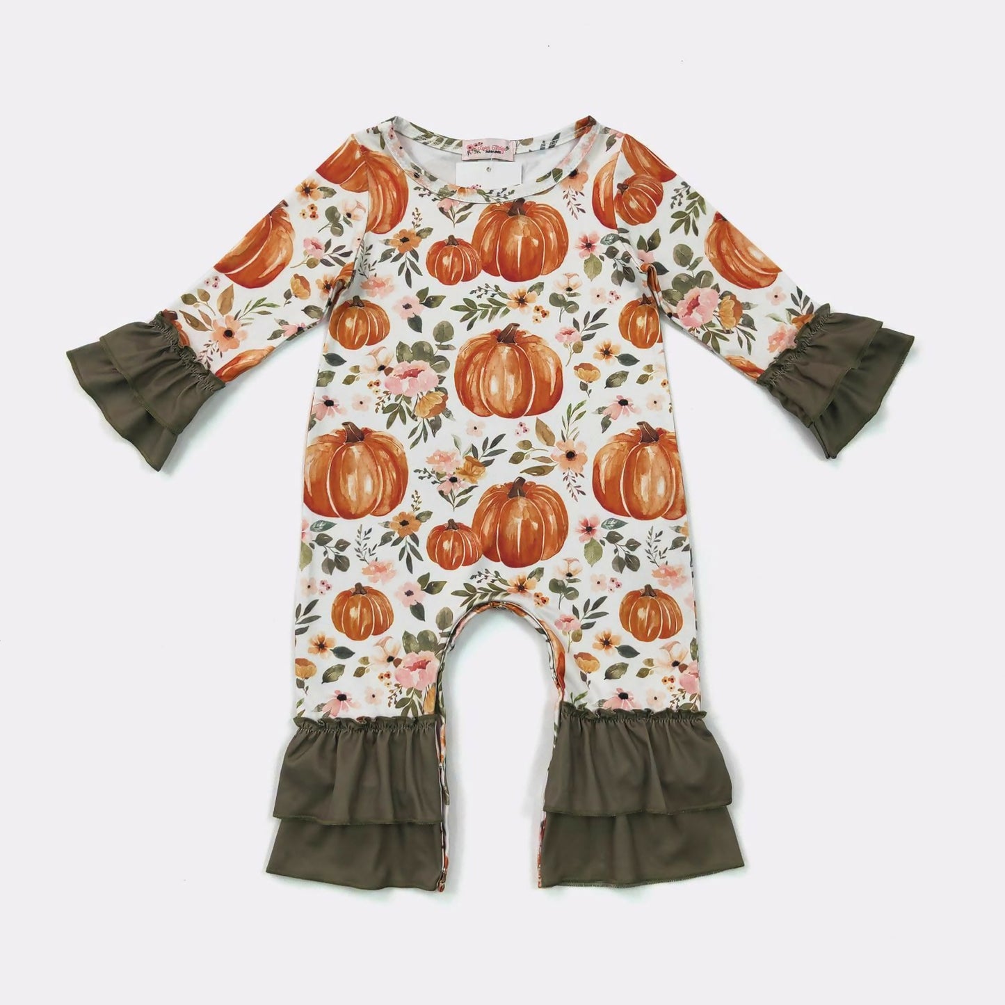 Wispy Pumpkin Ruffle Romper
