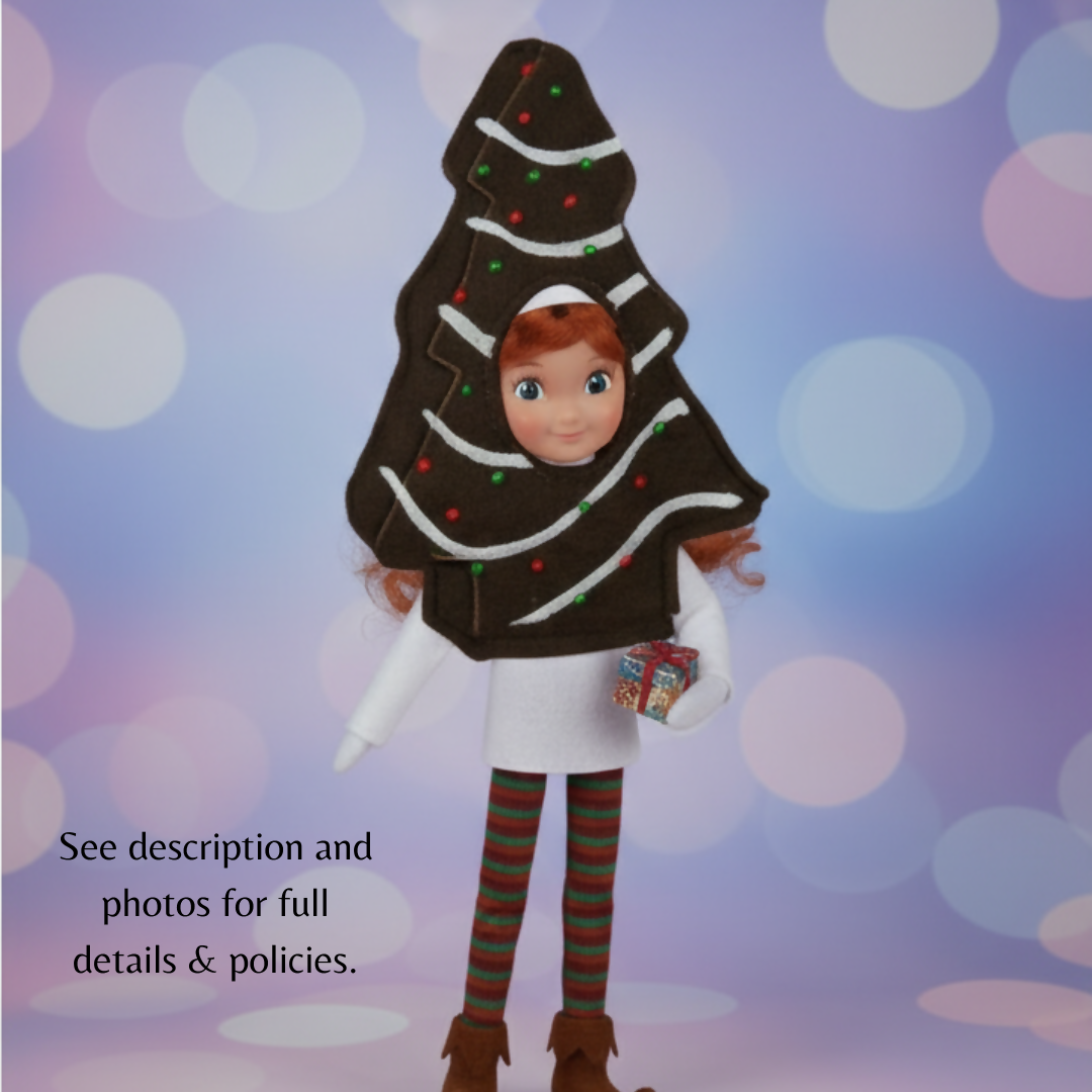 Chocolate Christmas Tree Cake Elf Costume – Embroidered Fleece Elf Outfit