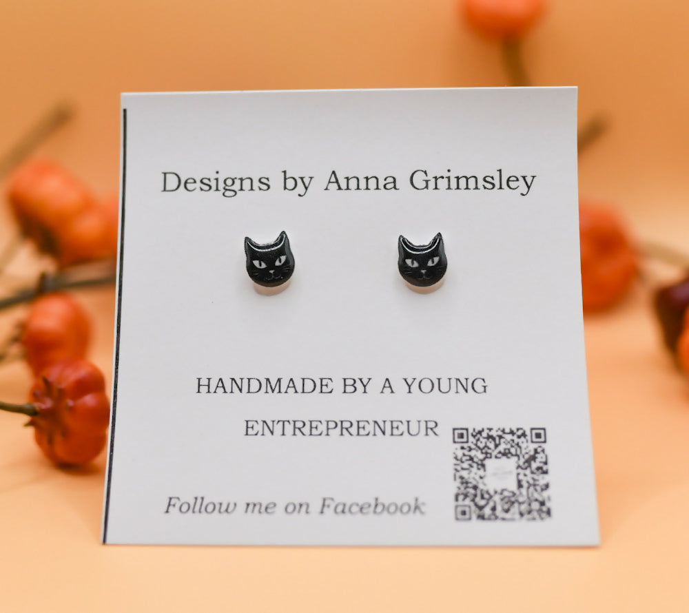 Halloween Black Cat Earrings