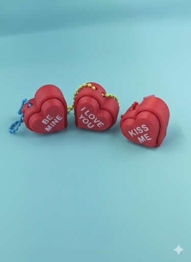 Conversation Heart Clicker Keychain – 3D Printed Candy Fidget
