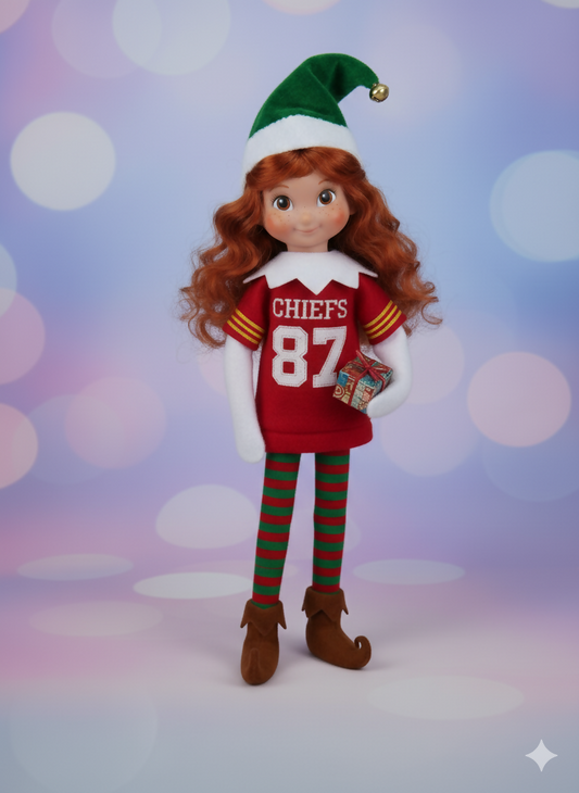 Football Elf Sweater – Handmade Red & Gold Football Jersey Outfit