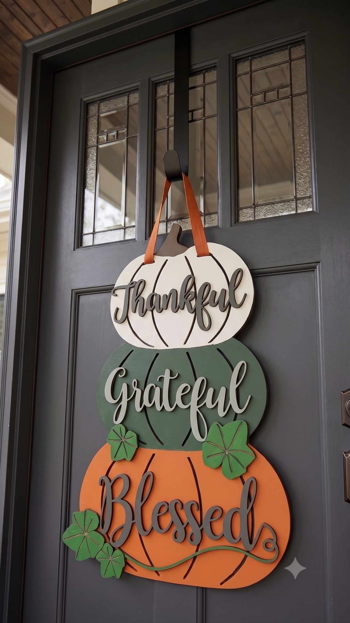 Thankful Grateful Blessed Stacked Pumpkins