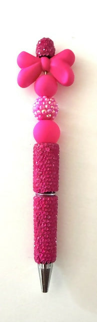 Pink Bow Beaded Pen
