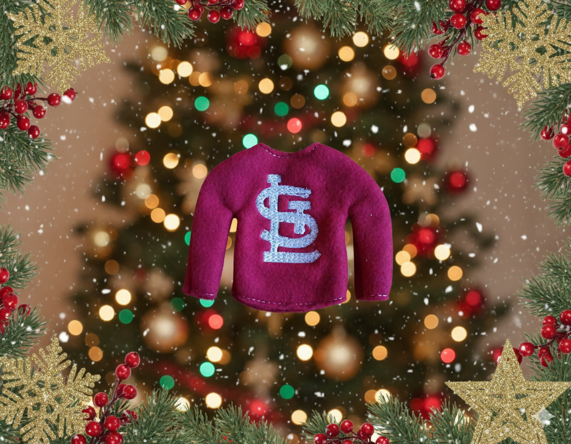 Cardinal Elf Sweater – Embroidered Red Fleece Outfit for Mini Elves