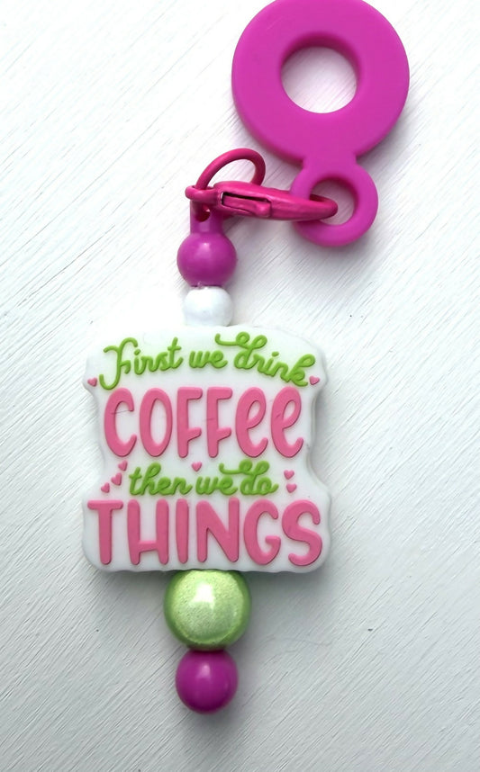 **First We Drink Coffee Straw Charm