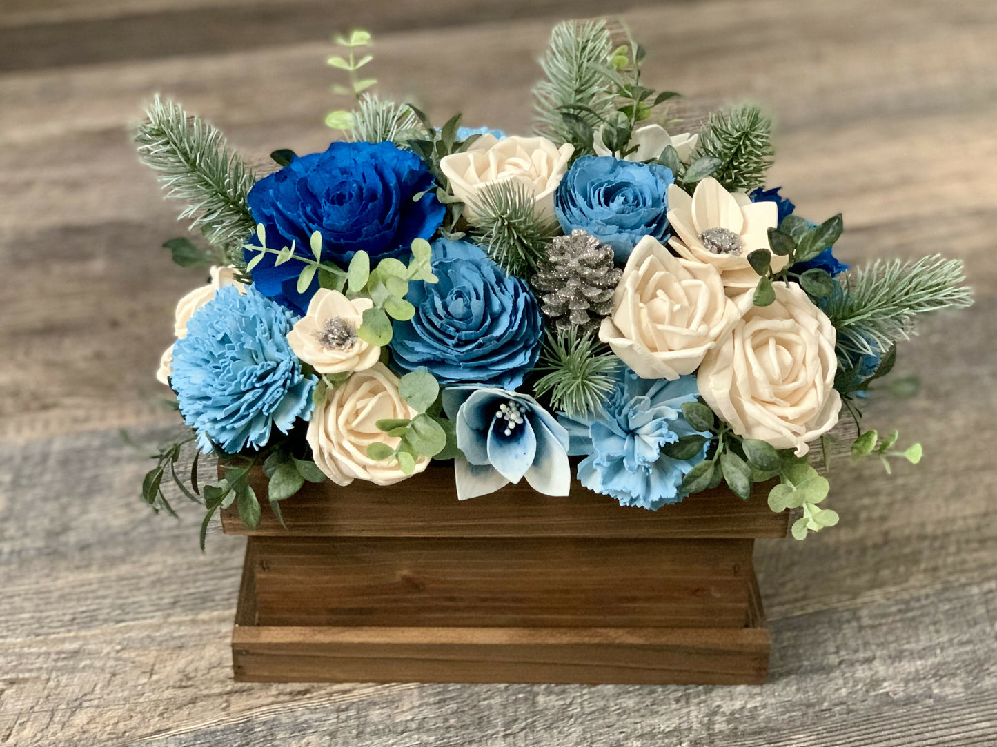 Blue Wood Flower Box