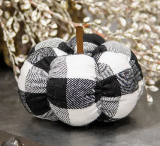 Black & White Buffalo Check Fabric Pumpkin