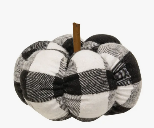 Black & White Buffalo Check Fabric Pumpkin