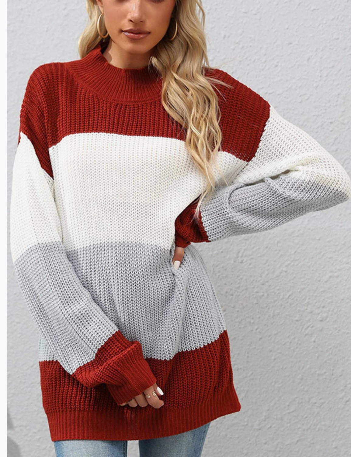 Tri-Color Loose Sweater