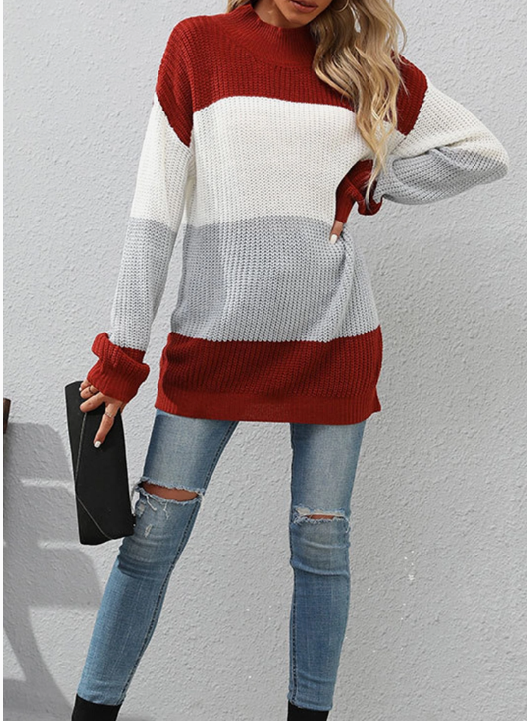 Tri-Color Loose Sweater