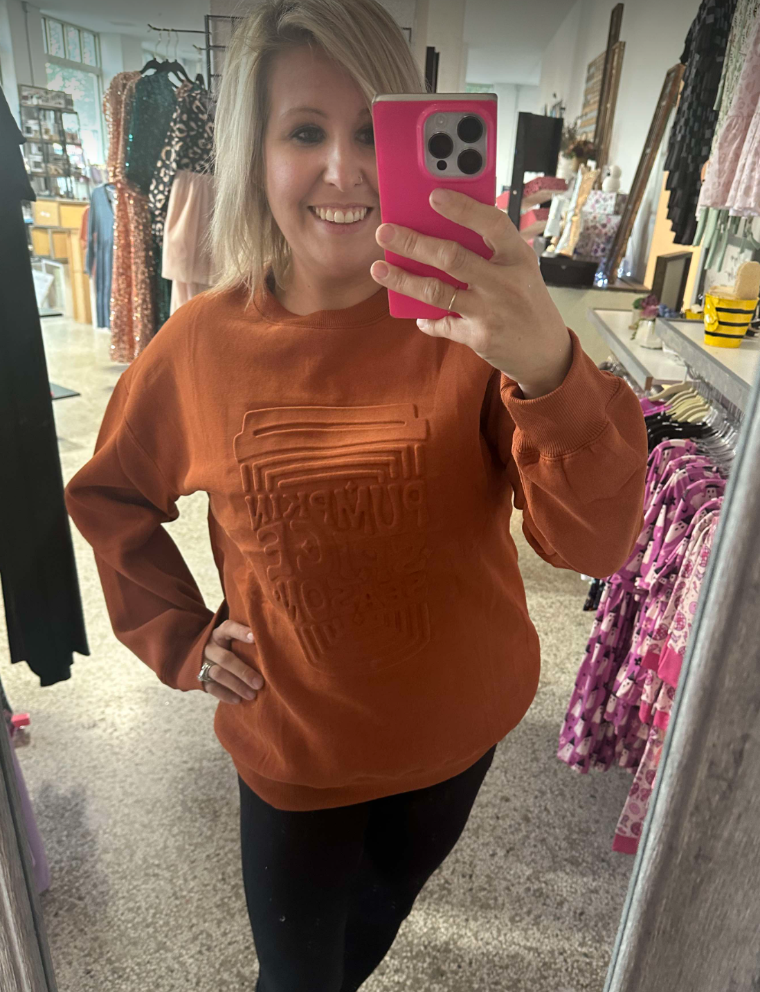 Pumpkin Spice Embossed Sweatshirt