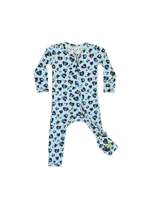 Blue Leopard Bamboo Zippy Romper