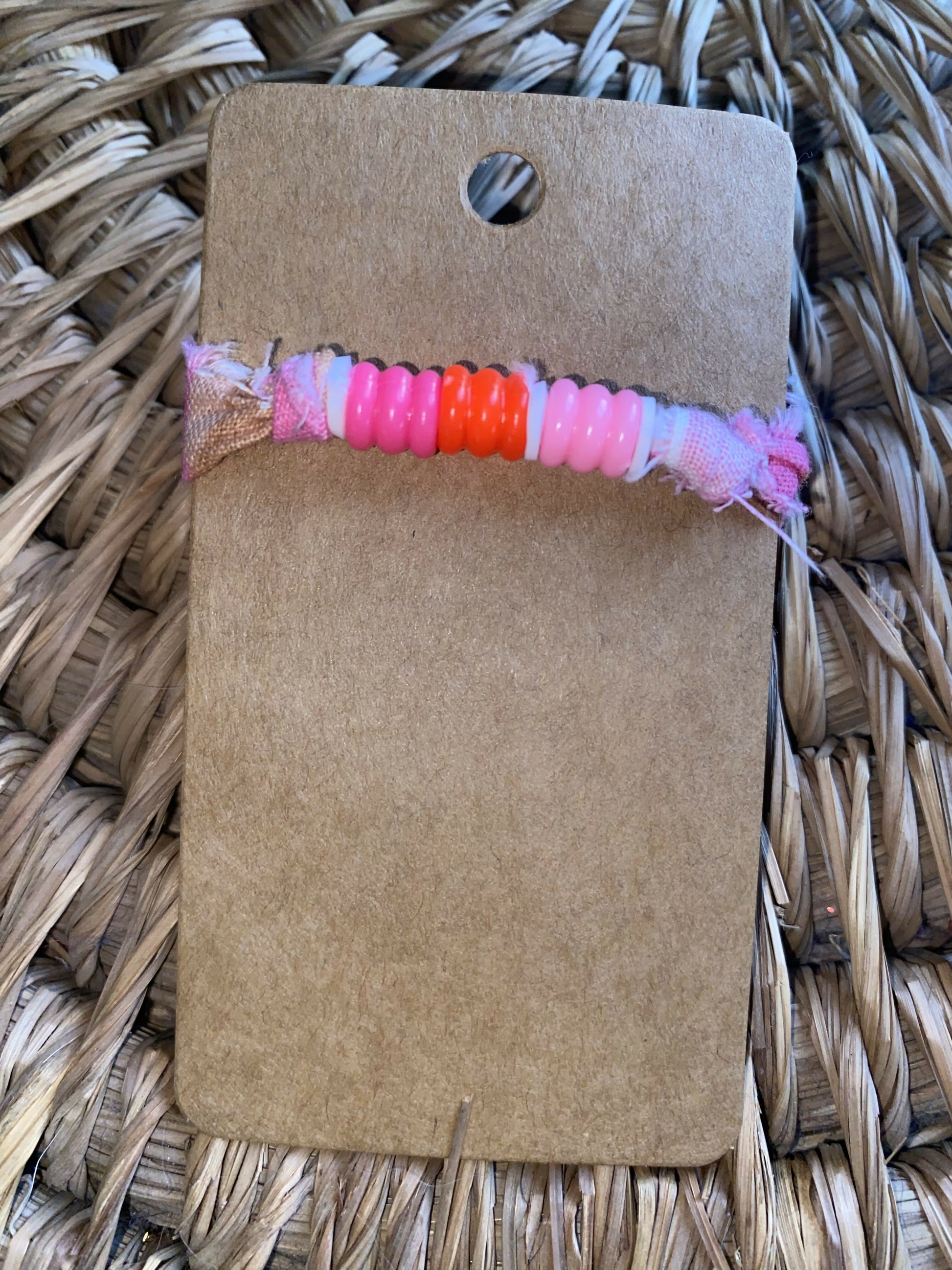 Pink and Read beads snowman bracelet