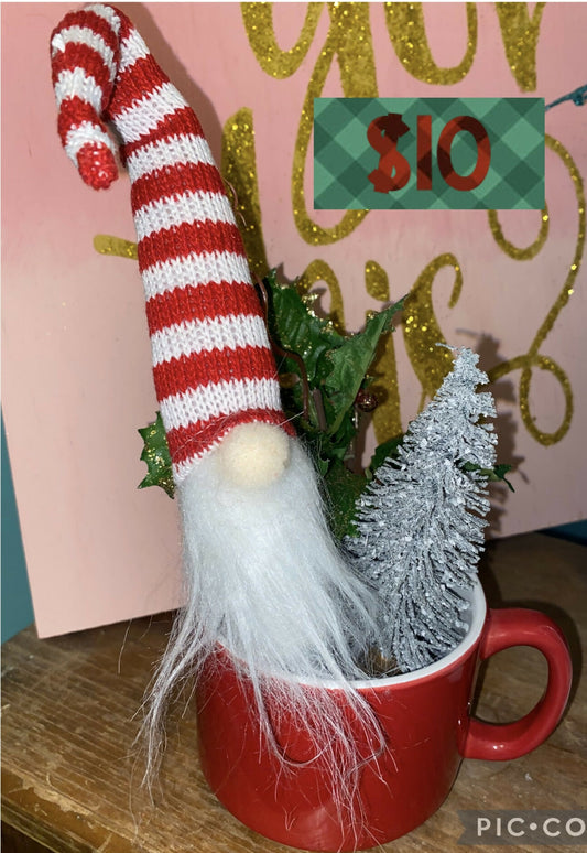 Red and White Gnome in red mug
