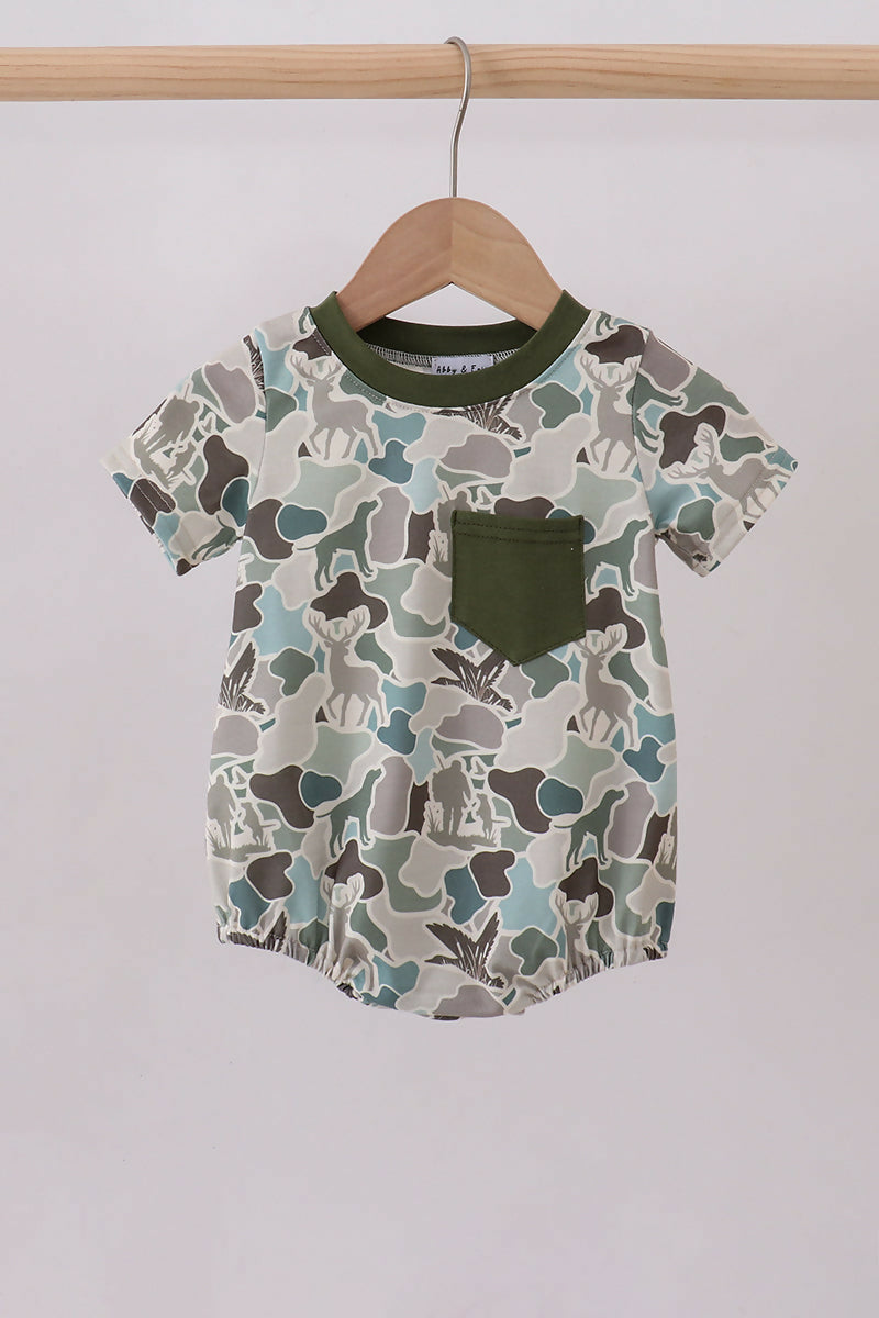 Camouflage Duck Print Bamboo Short Romper
